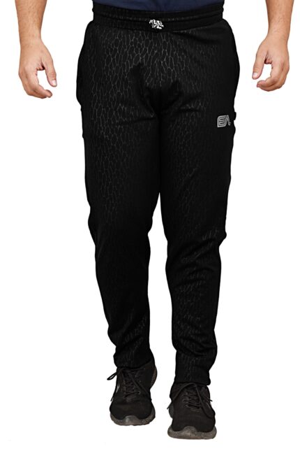 Pack of 9Pcs Wholesale Catalogue Men's 4Way Printed Trackpants RDE-35 ,Color-Black